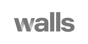 The brand logo of Walls Construction in grayscale.